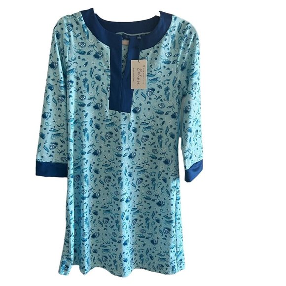 Cabana Life Blue Paisley Tunic Dress UPF50 Swim Cover Up Size Medium - Picture 2 of 8